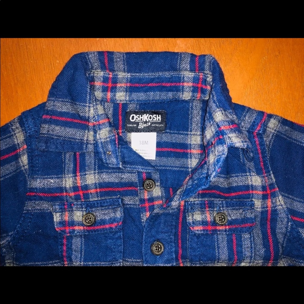Plaid long-sleeved baby shirt
